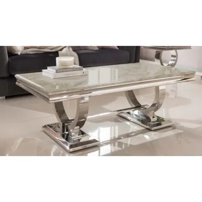 Mowana Coffee Table Marble  With Silver Frame Colours Available