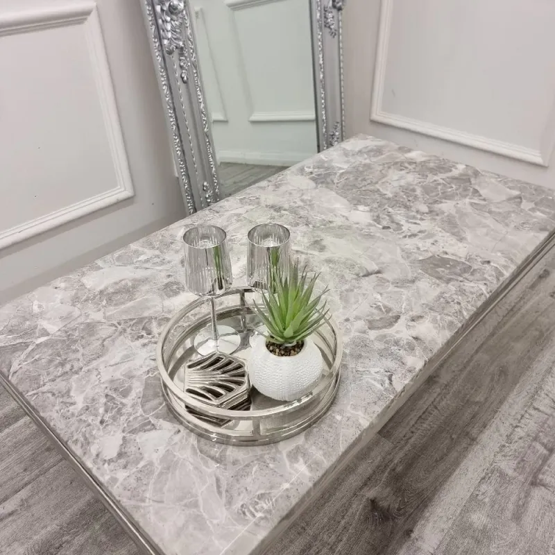 Arial Coffee Table Marble  With Silver Frame Colours Available