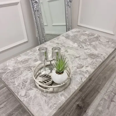 Arial Coffee Table Marble  With Silver Frame Colours Available