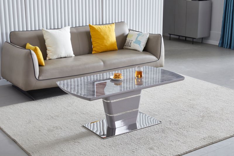 Camden Grey Ceramic Coffee Table Marble  With Silver Frame