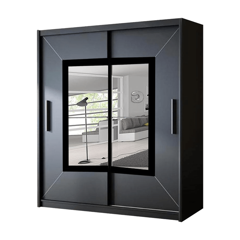 Venice Modern Double Mirror Sliding Door Wardrobe With LED Light