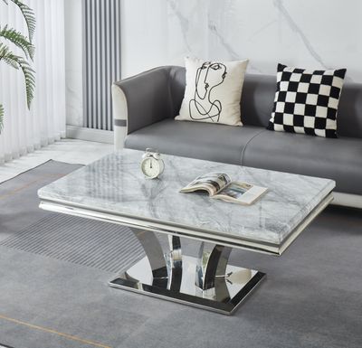 Charisma Coffee Table Marble  With Silver Frame Colours Available