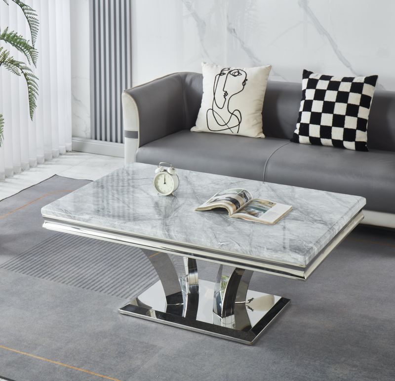 Charisma Coffee Table Marble  With Silver Frame Colours Available
