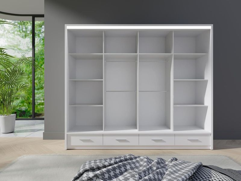 Florence High Gloss Sliding Door Wardrobe With Long LED Light Strip