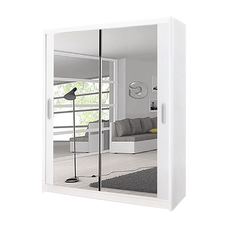 Milan Modern Double Mirror Sliding Door Wardrobe With LED Light