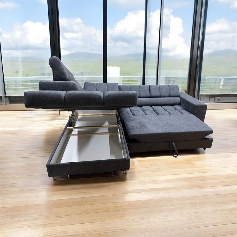 Dubai Corner Sofa Bed | Grey Left and Right Arm | with Storage Options