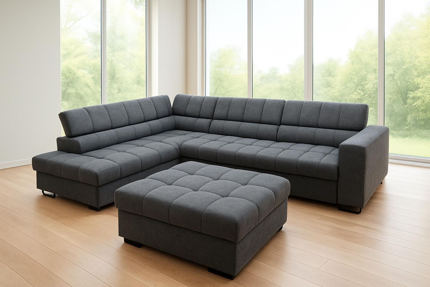 Dubai Corner Sofa Bed | Grey Left and Right Arm | with Storage Options