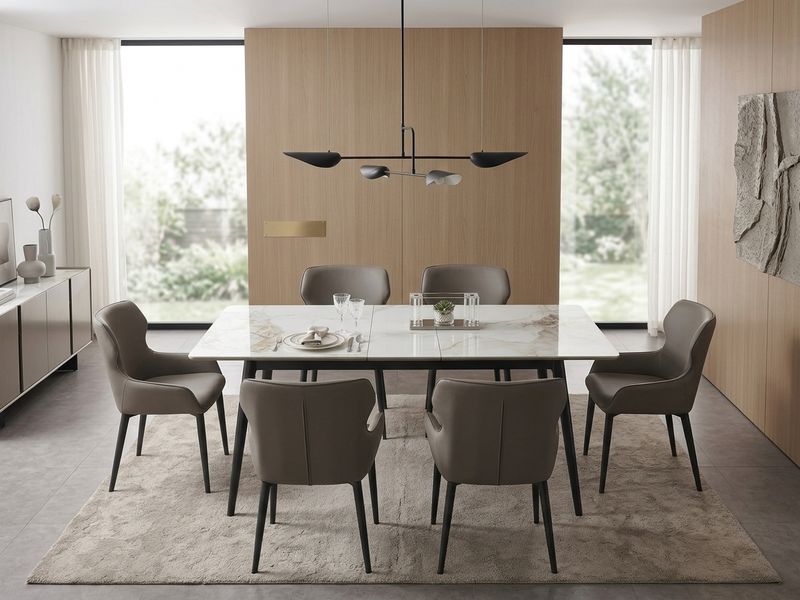 Ceramic Extendable 140-180 cm Dining Room Table For 6 People