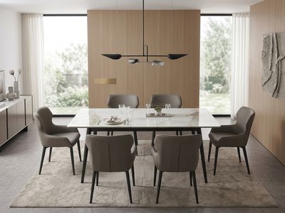 Ceramic Extendable 140-180 cm Dining Room Table For 6 People