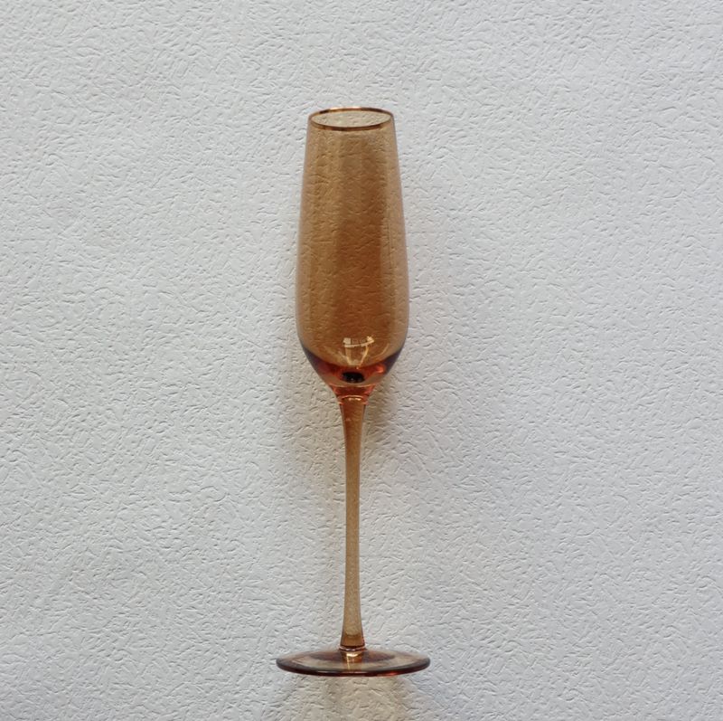VD-P8-AM - Vikko Decor - Platinum, Amber with Gold Rim, Champagne Flute Glass, 8.5 oz