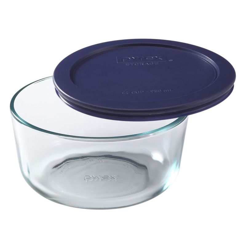 6017398 - Pyrex 4c Round Glass Storage w Blue Lid
