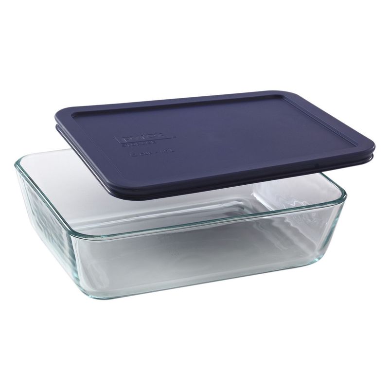 6017396 - Pyrex 6c Rectangle container w Blue Lid