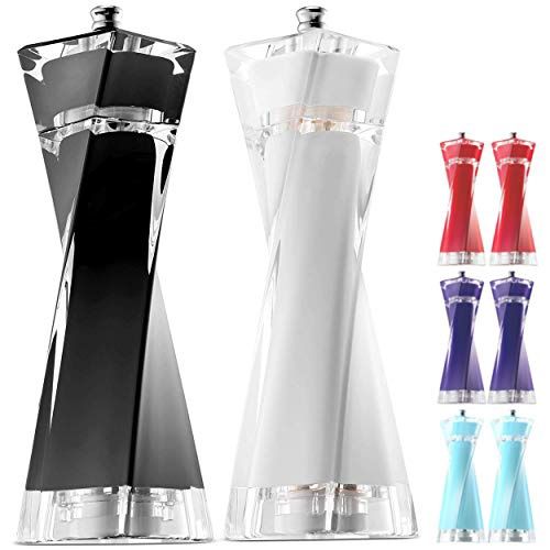 MK-ASPG-BKW - MITBAK Acrylic Black/White Salt and Pepper Grinders Set