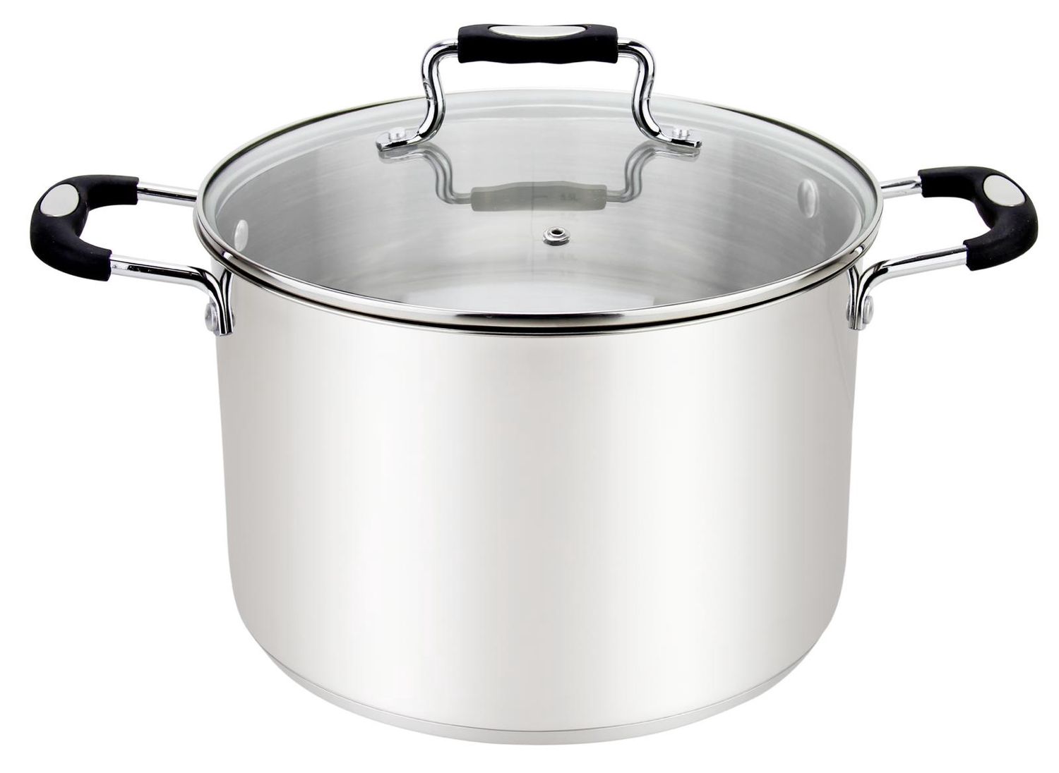 MU-30-17/BK - Millvado-Urban Ss Stock Pot/W Glass Lid Silicone Handles,Black, 17 Qt ,11.8&quot;&quot;X9&quot;&quot;
