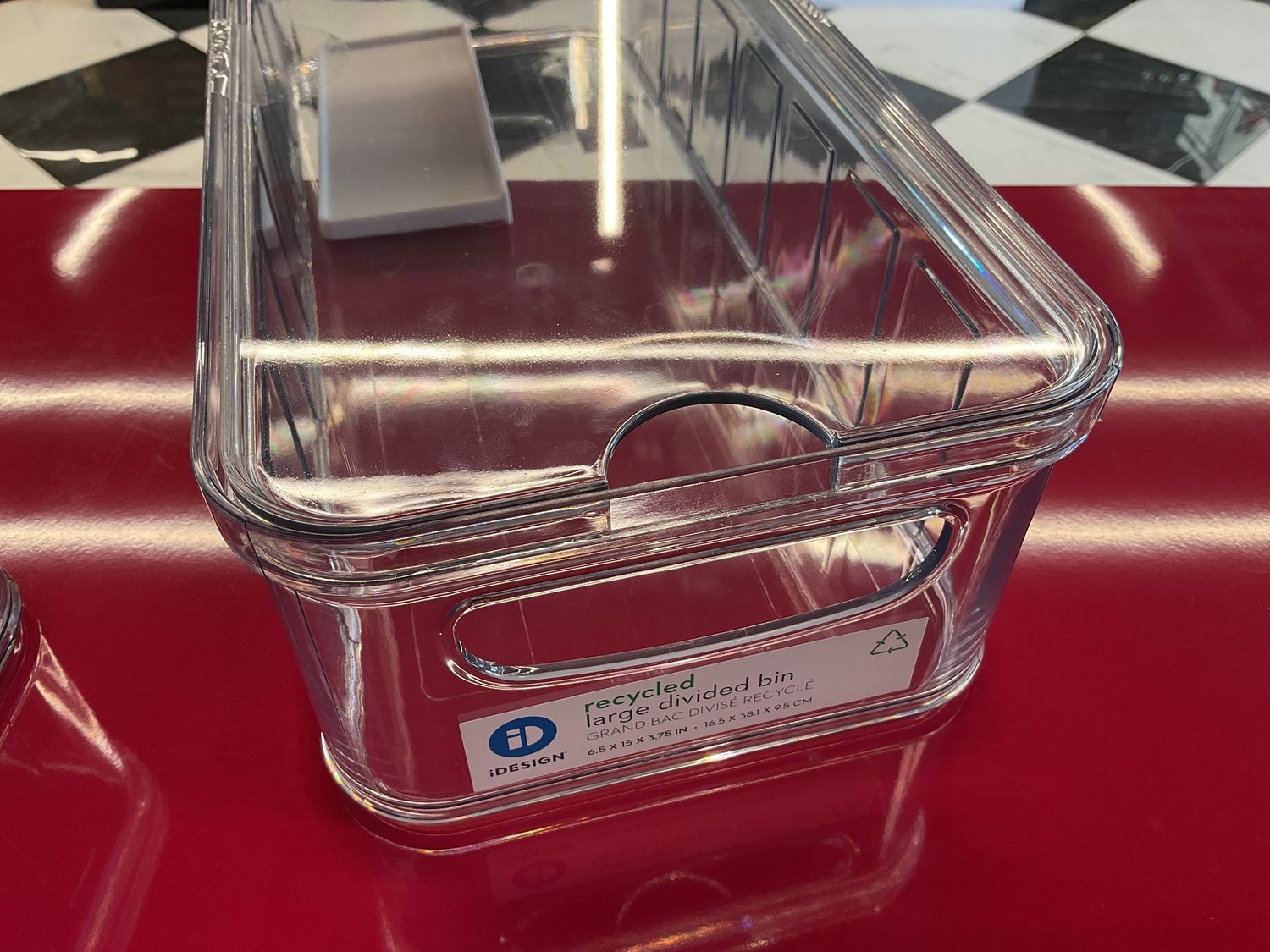71370 - RPET crisp large divided bin clear