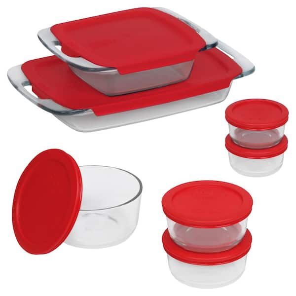 1119648 - Pyrex 14 pc Glass Bake and Store Set w Red Lid