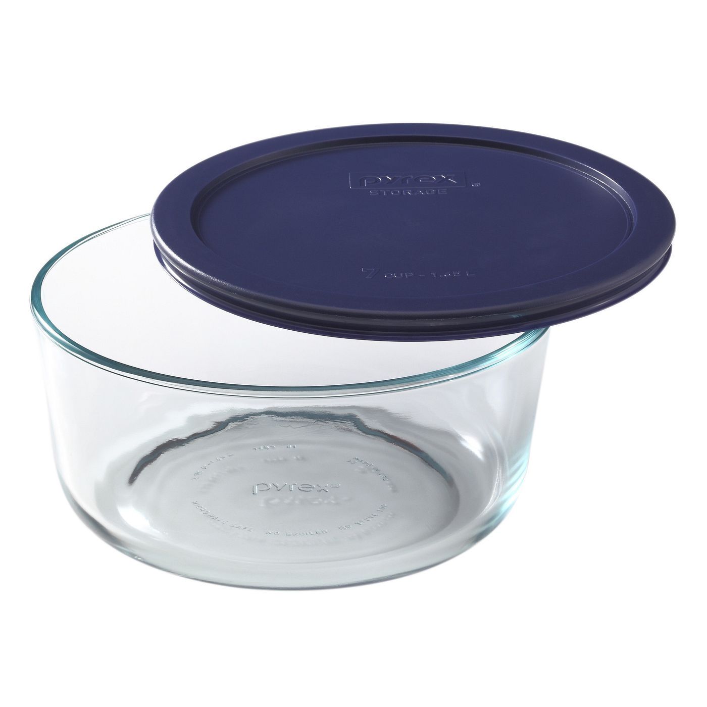 6017397 - Pyrex 7c Round Glass Storage w Blue Lid