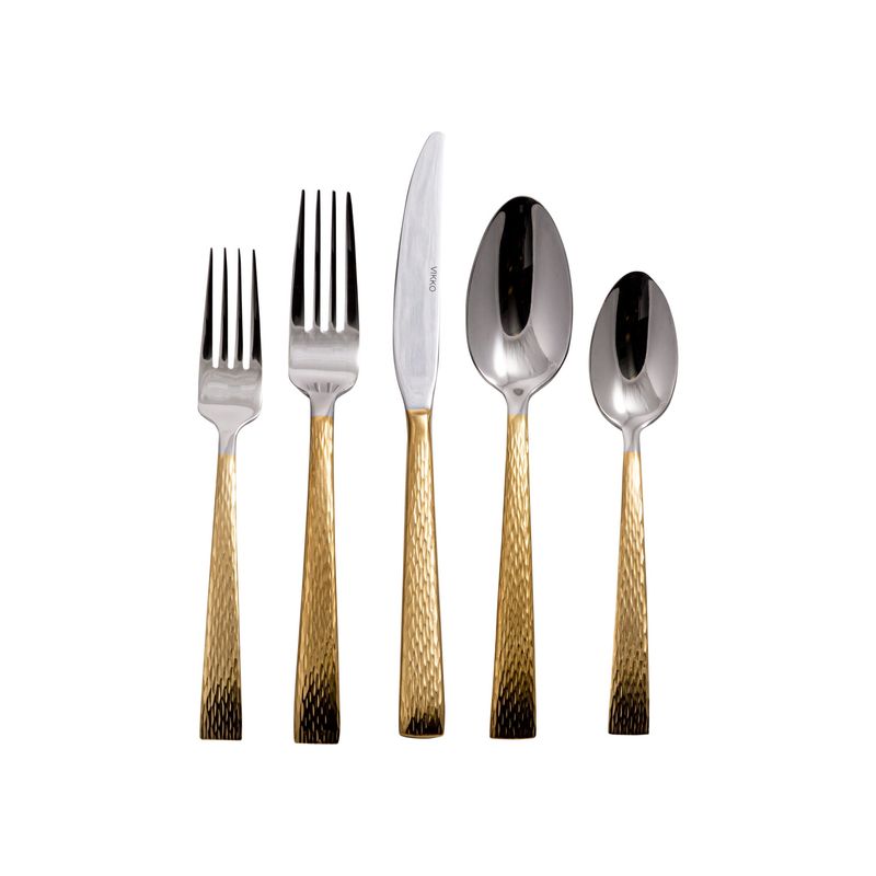 VC-121-SET - Vikko Crown - Lava, Gold Handle 18/10 SS, Flatware, 20 Pc Set
