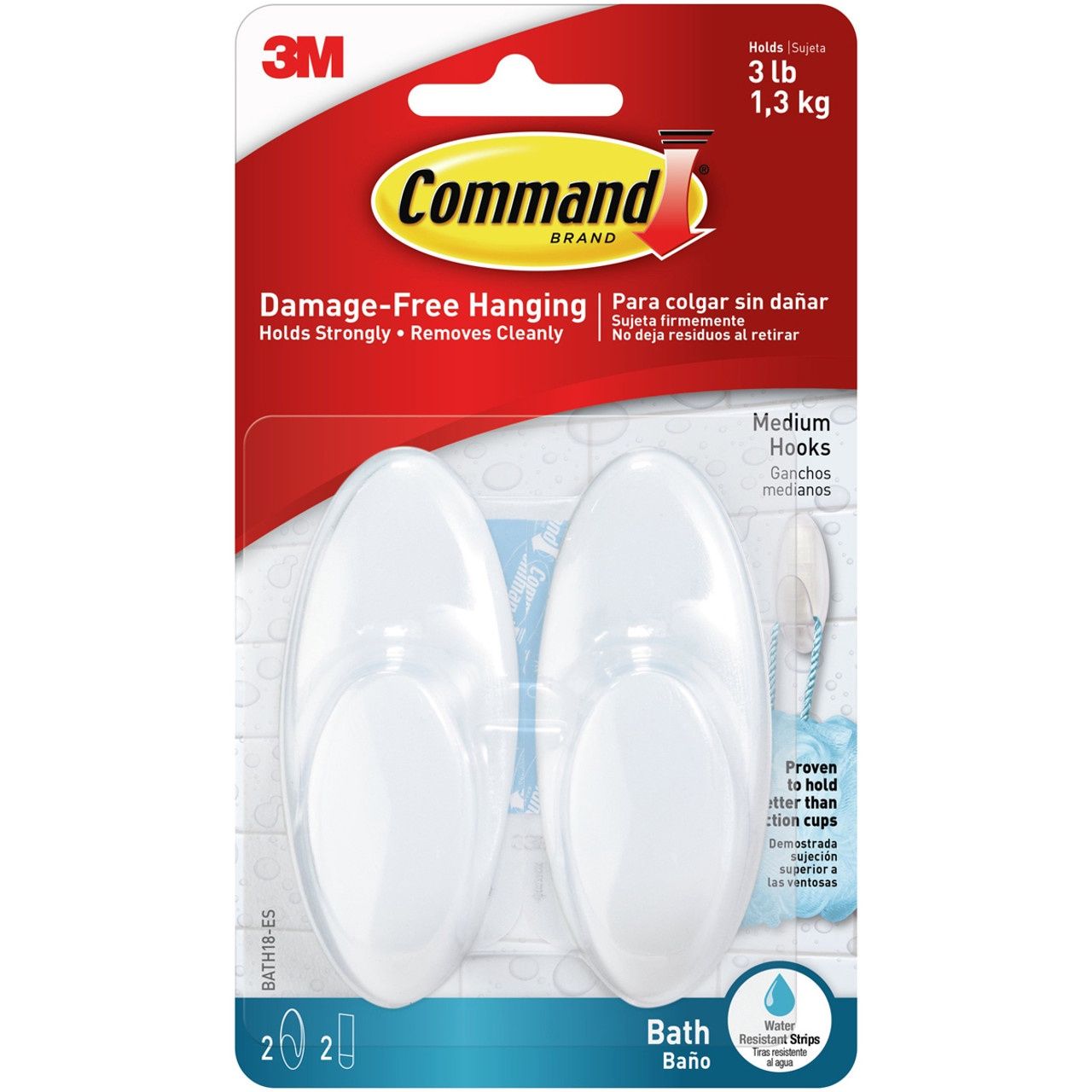 BATH18ES - Bath Hook Medium 2pack White