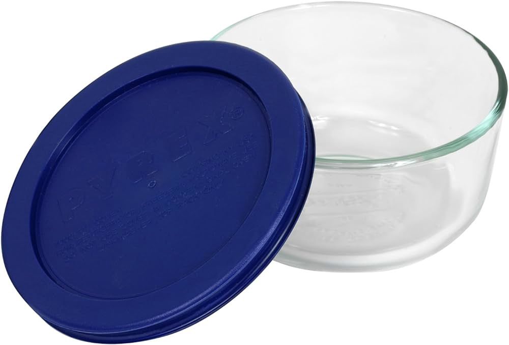 6017399 - Pyrex 2c Round Glass Storage w Blue Lid
