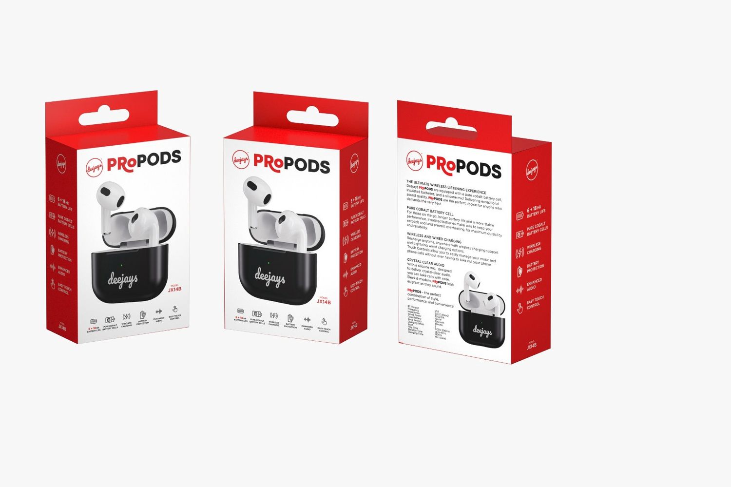JX14B -  Bluetooth pro Pods Black