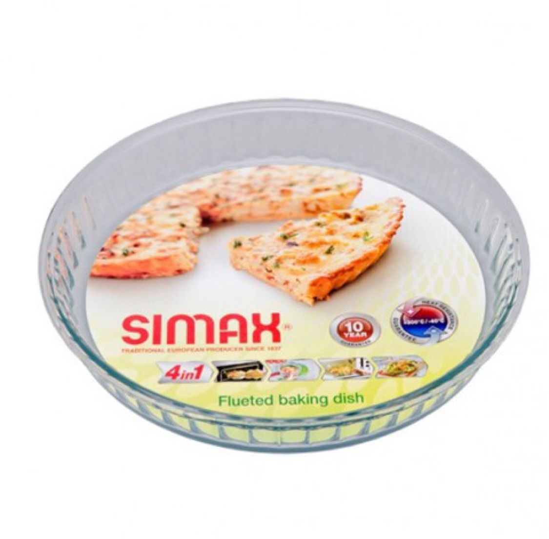 SX-6556 - Simax - Round Tampered Glass Pie / Baking Dish, 11 In/1.8 Qt