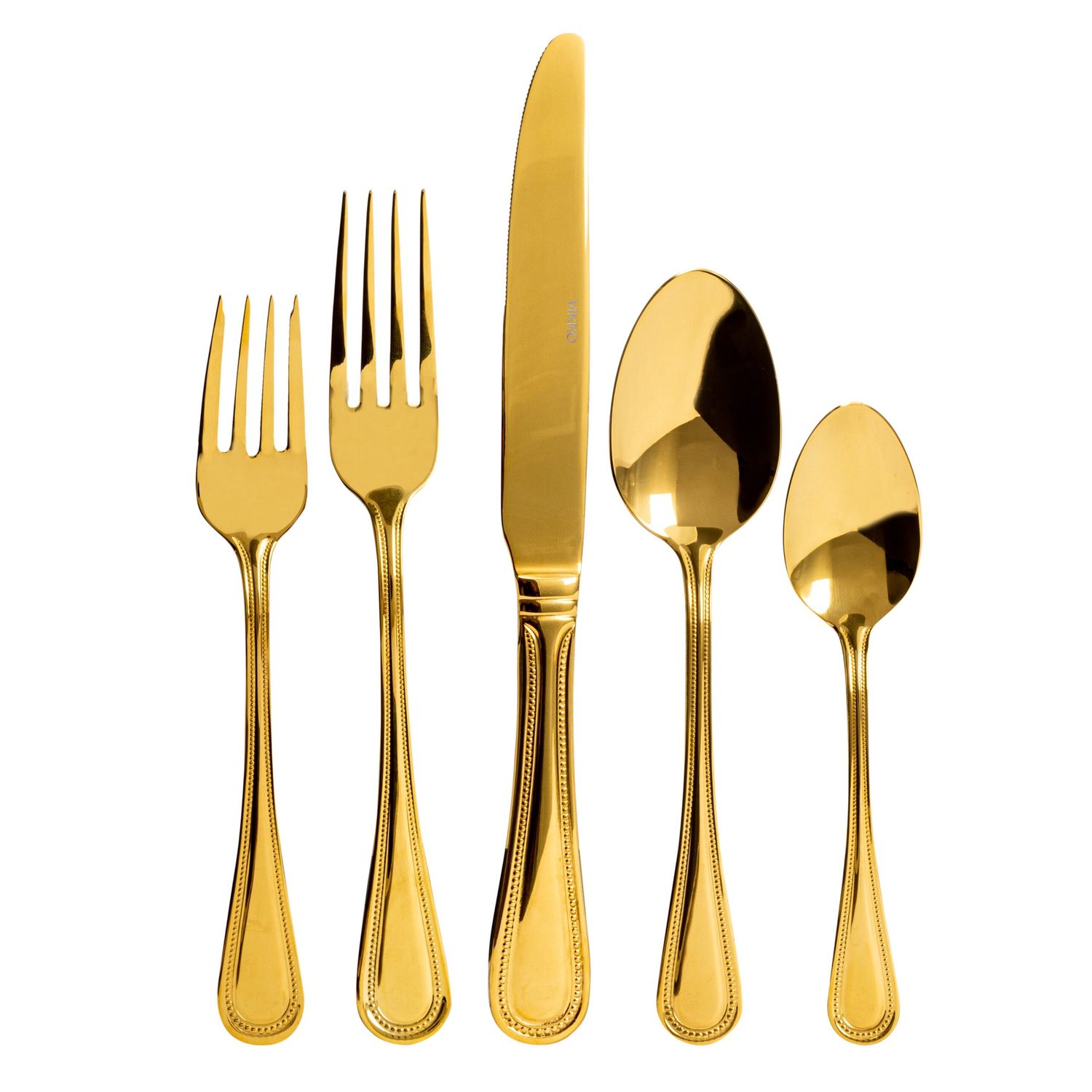 VC-172-SET - Vikko Crown - Gems, Full Gold 18/10 SS, Flatware, 20 Pc Set