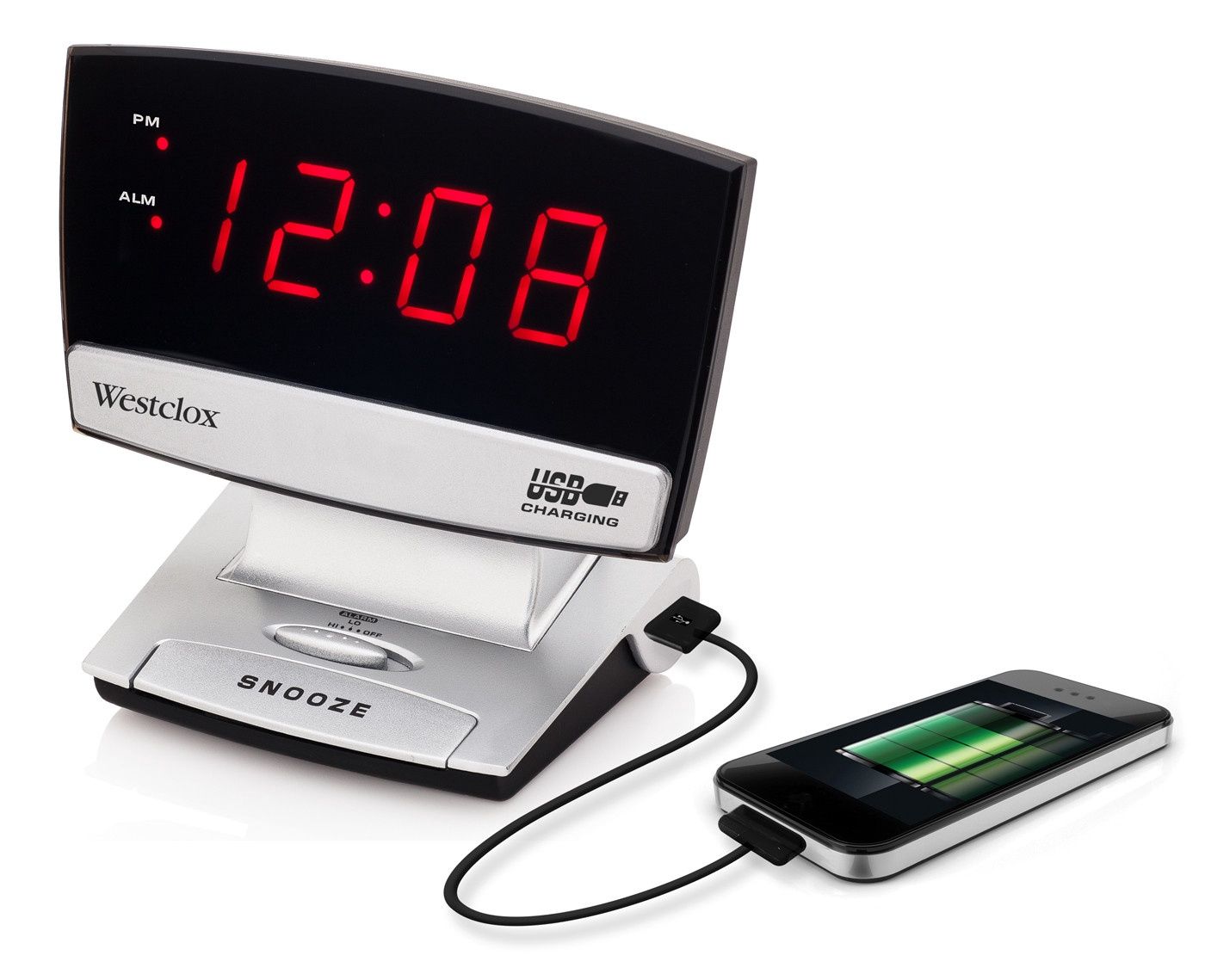 71014 - Westclox 9&quot; LED Alarm Clock w Snooze &amp; USB Port