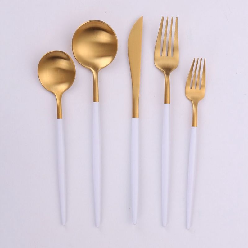 VF-10-VWG-SET - Vera, Two Tone Brushed White And Gold, 18/10 Flatware, 20 Pc