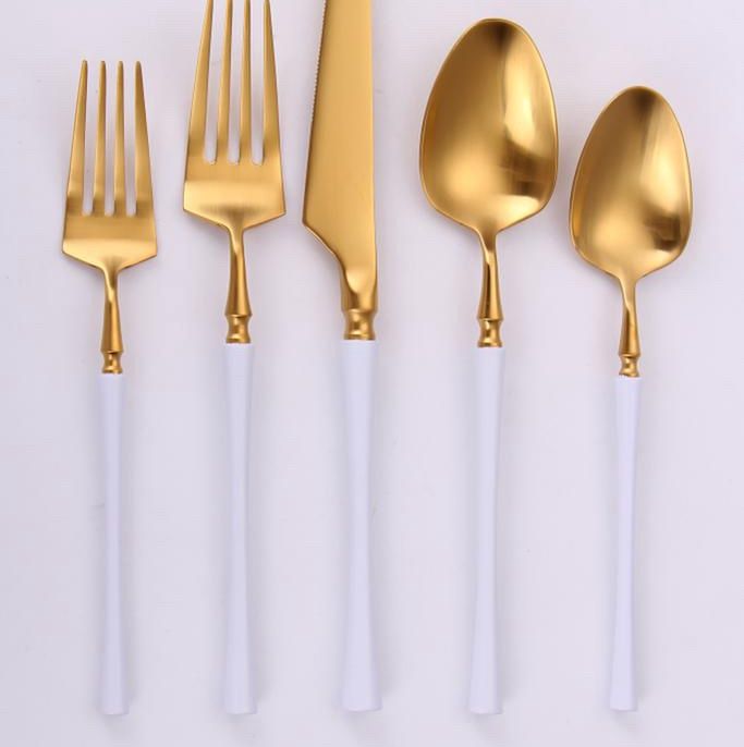 VF-30-IWG-SET - Irene, Two Tone Brushed White And Gold, 18/10 Flatware, 20 Pc Set