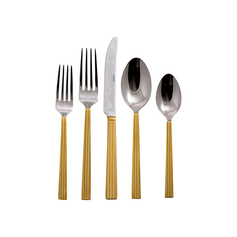 VC-131-SET - Vikko Crown - Topaz, Gold Handle SS 18/10, Flatware, 20 Pc Set