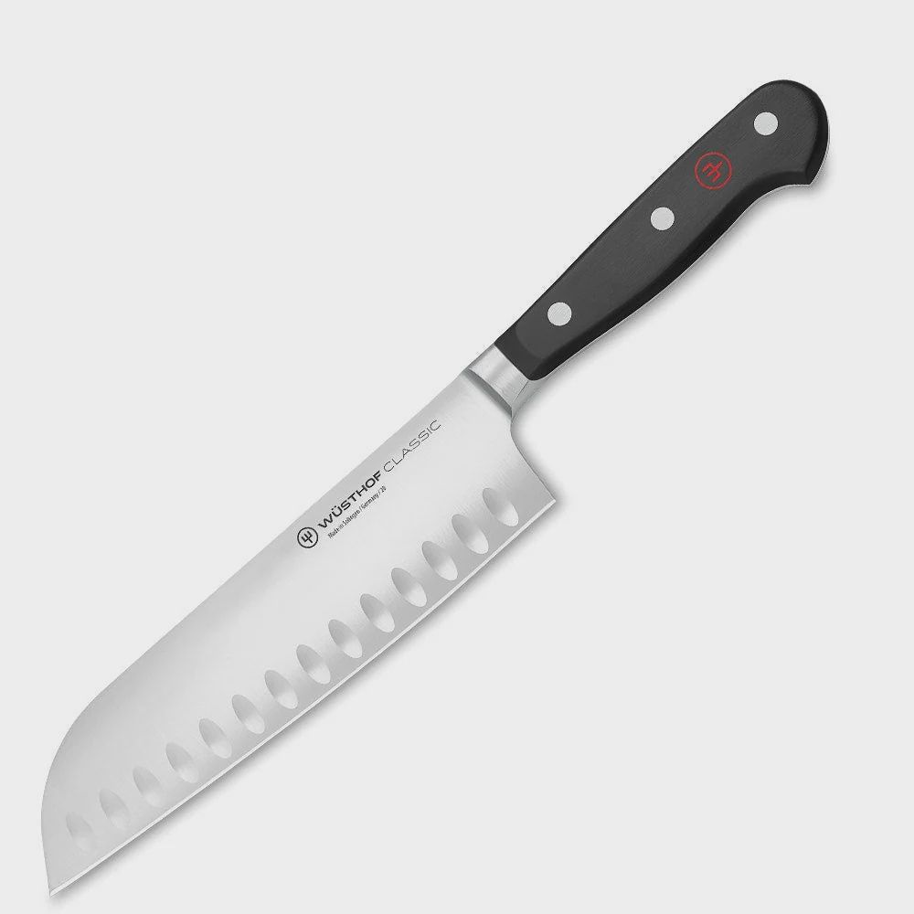 W-4183/17-1040131317 - Wusthof - Classic Santoku Knife, Straight, Granton Blade, 7&quot;&quot;, Black