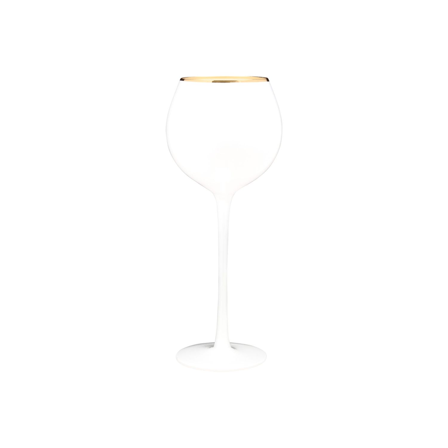 VD-P17-WH - Vikko Decor - Platinum, White with Gold Rim, Ball Wine Glass, 17 oz