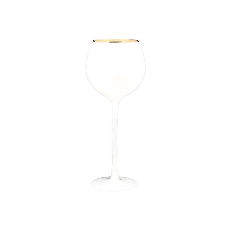 VD-P17-WH - Vikko Decor - Platinum, White with Gold Rim, Ball Wine Glass, 17 oz