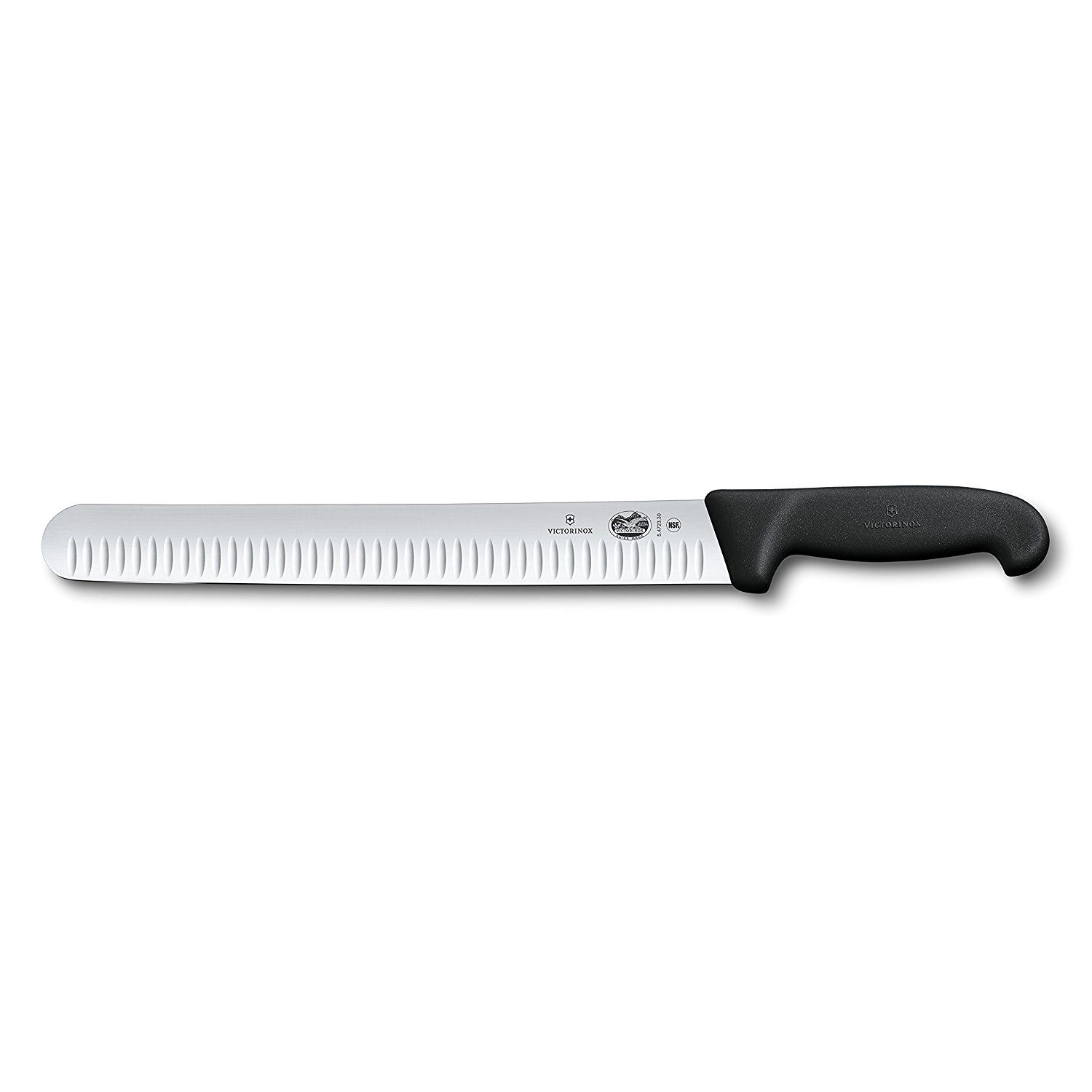 5.4723.30/47645 - Fibrox Pro Slicing Knife, Straight,Granton Blade, 12 &quot;&quot;, Black