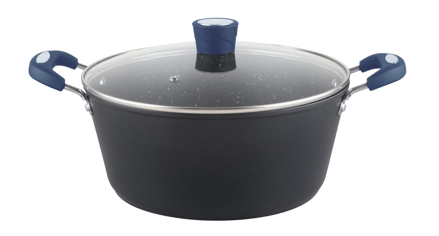 MR-04-B - Millvado - Rainbow Blue, Non Stick Pot/W Glass Lid, Soft Grip Handle 4.5 Qt