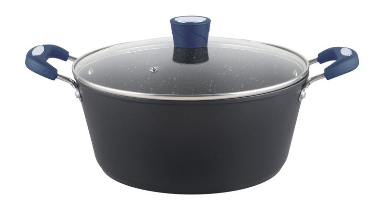 MR-04-B - Millvado - Rainbow Blue, Non Stick Pot/W Glass Lid, Soft Grip Handle 4.5 Qt