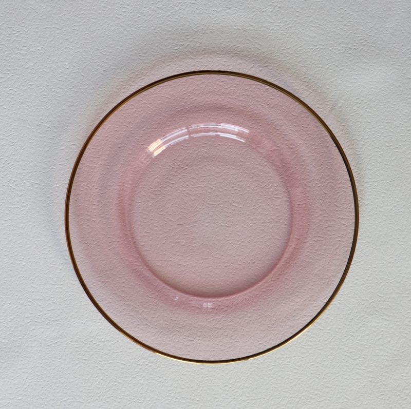 VD-PCH13-PI - Vikko Decor - Platinum, Pink with Gold Rim, Glass Charger 13&quot;&quot;