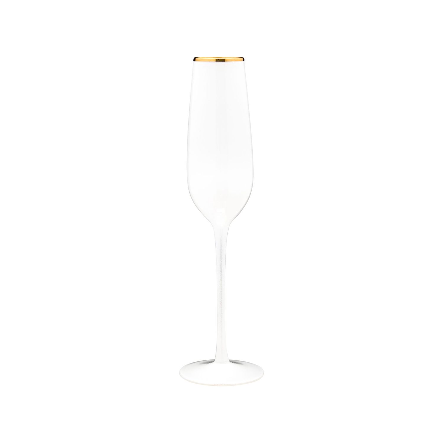 VD-P8-WH - Vikko Decor - Platinum, White with Gold Rim, Champagne Flute Glass, 8.5 oz