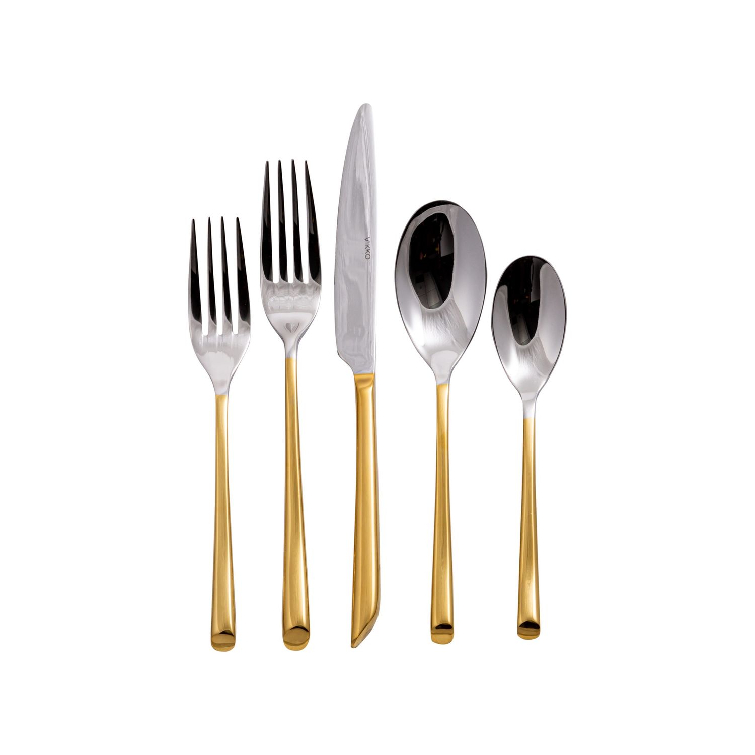 VC-151-SET - Vikko Crown - Pearl Round, Gold Handle SS 18/10, Flatware, 20 Pc Set