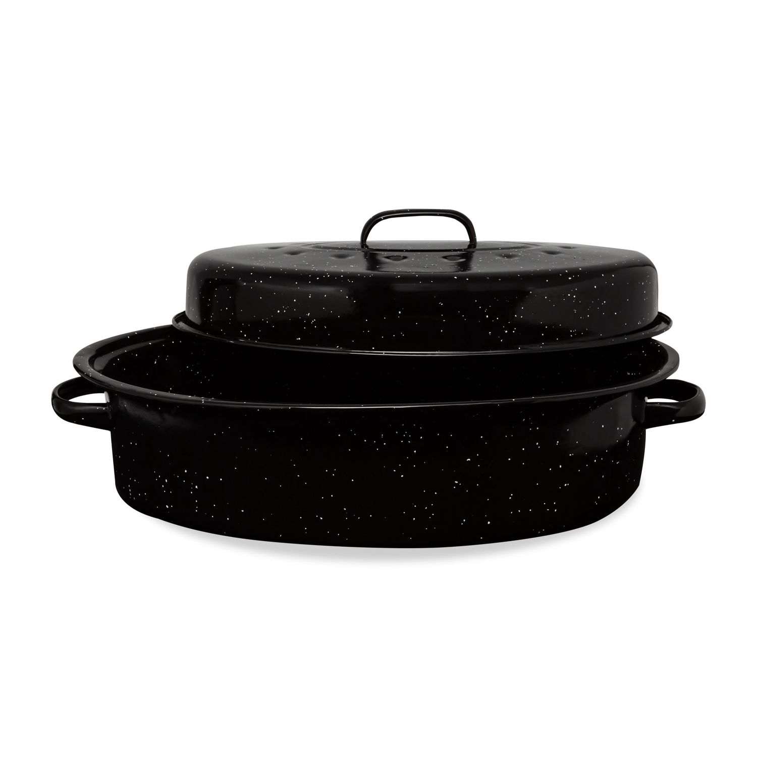 MG-19-OR - Millvado - Granite Extra Large Oval Roaster With Lid, 19&quot;&quot; X 13.5&quot;&quot; X 7.5&quot;&quot;H - 20lb