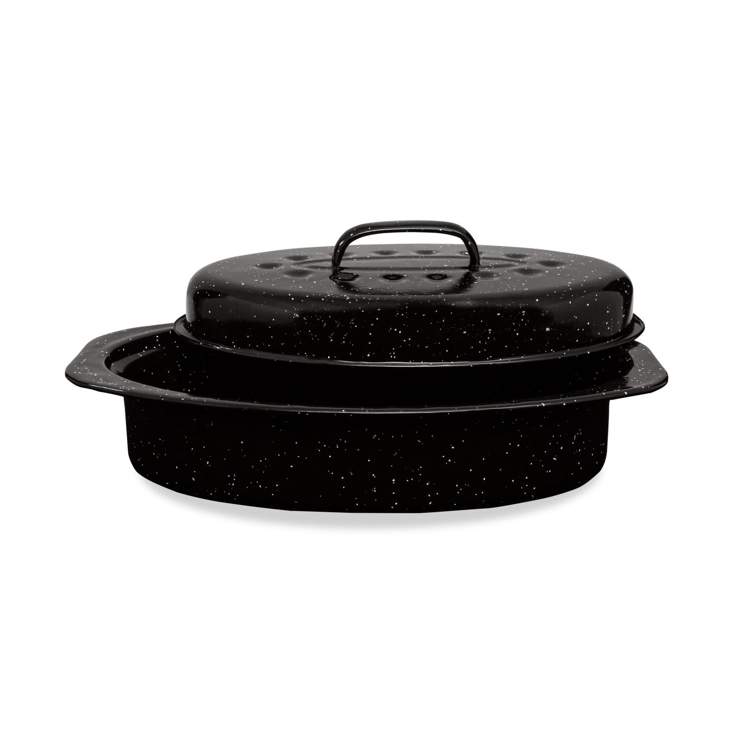 MG-13-OR - Millvado - Granite Small Oval Roaster With Lid , 13&quot;&quot; X 8.7&quot;&quot; X 5&quot;&quot;H 7LB