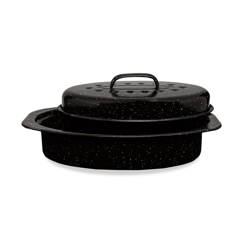 MG-13-OR - Millvado - Granite Small Oval Roaster With Lid , 13&quot;&quot; X 8.7&quot;&quot; X 5&quot;&quot;H 7LB
