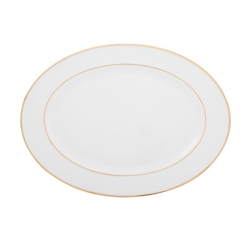 VL-2044-ODG - Vikko Luxe - Louise Gold, White, 14&quot;&quot; Oval Dish
