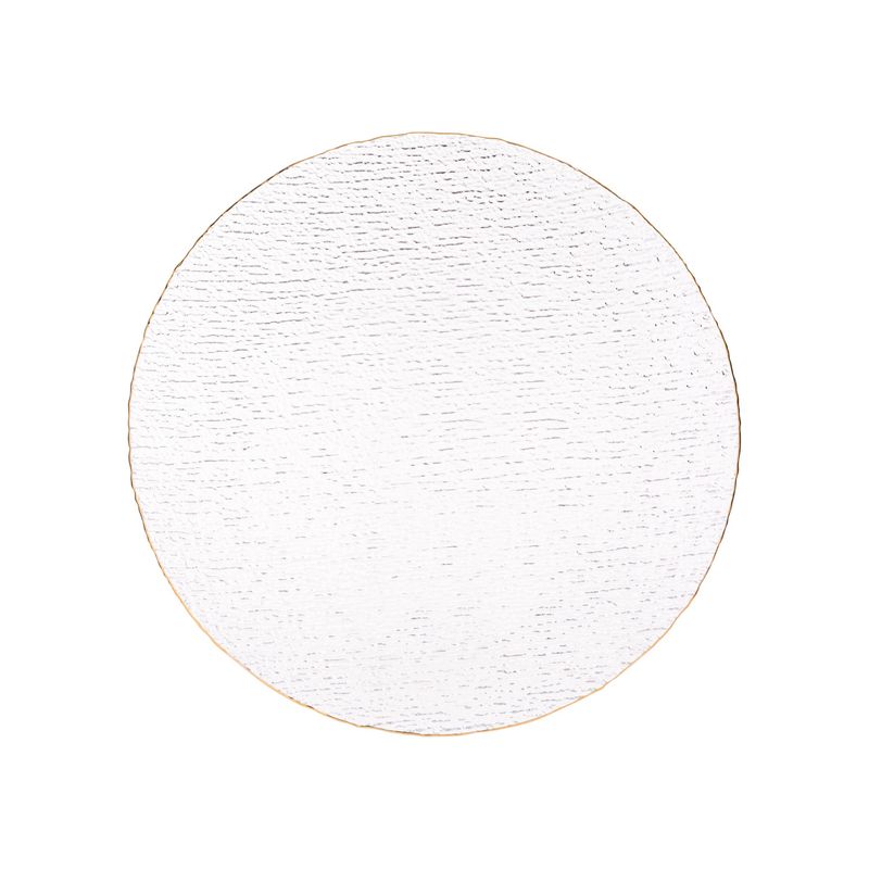 VD-1302-CG - Vikko Decor- Pine, Pebble Clear with Gold Rim, Glass Chargers, 13&#39;&#39;