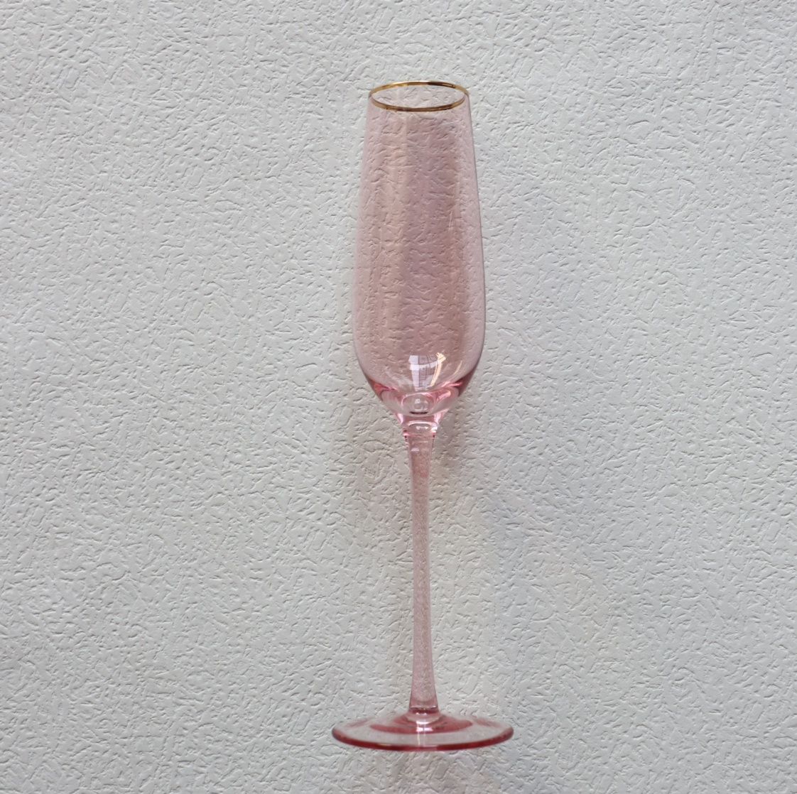 VD-P8-PI - Vikko Decor - Platinum, Pink with Gold Rim, Champagne Flute Glass, 8.5 oz