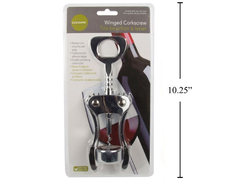 CT-70577 - Luciano Gourmet - Premium Winged SS Corkscrew, Multifunctional Bottle Opener