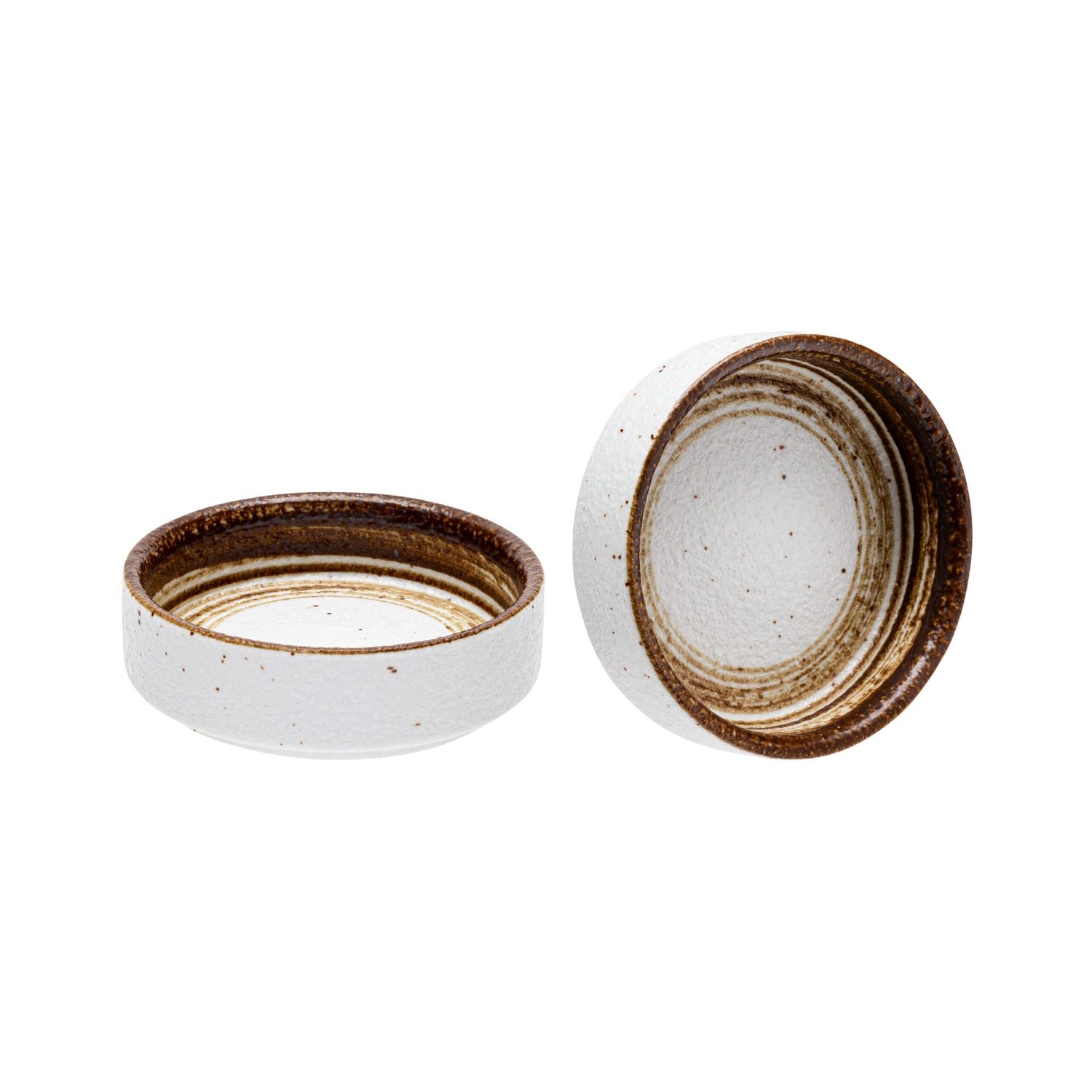 VS-PM3-4162 - Vikko Stoneware, Palm Mini Plate, Cream White With Brown Rim, 3.&quot;