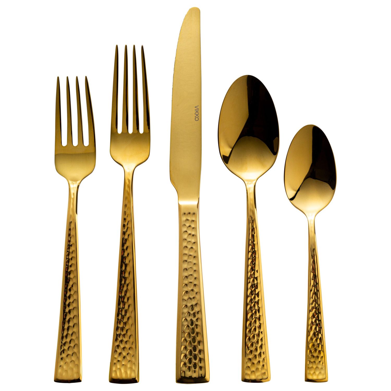 VC-182-SET - Vikko Crown - Ruby, Full Gold 18/10 SS, Flatware, 20 Pc Set