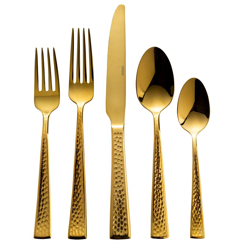 VC-182-SET - Vikko Crown - Ruby, Full Gold 18/10 SS, Flatware, 20 Pc Set